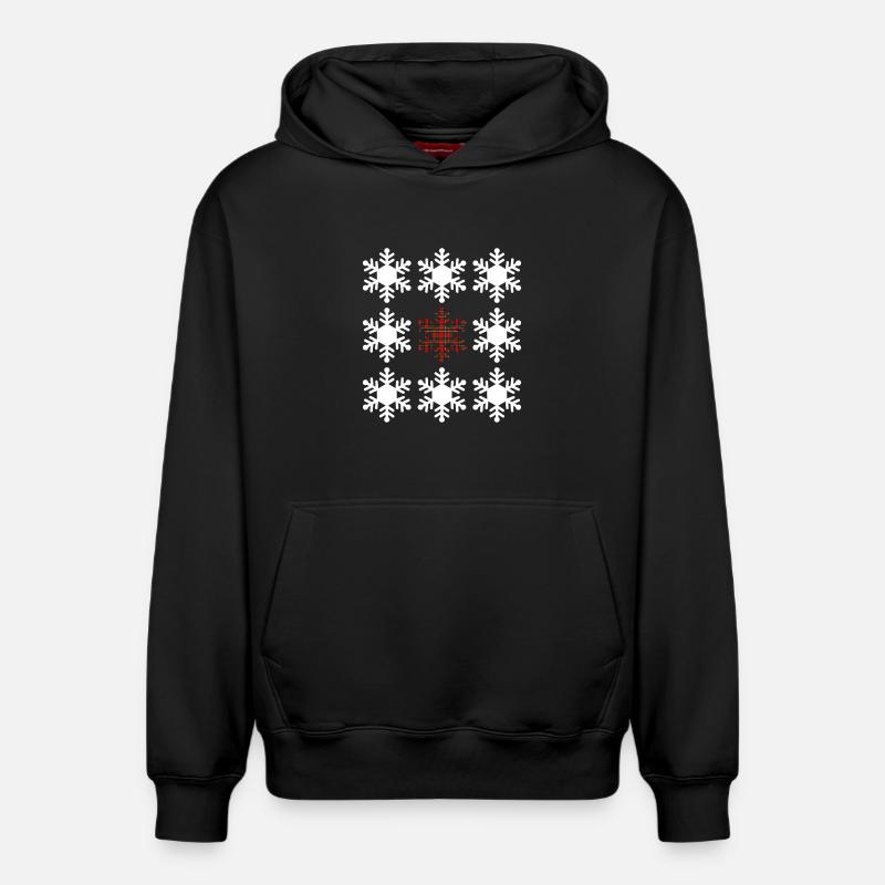 Flocon de neige en tartan - Sweat à capuche unisexe décontracté en coton biologique – de SPREAD - noir