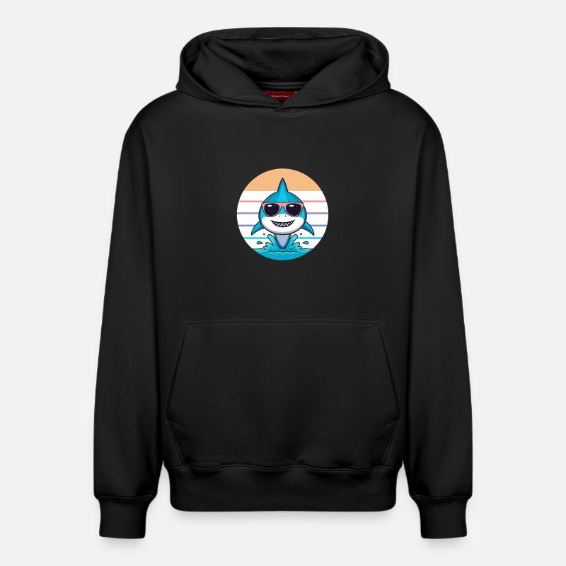 Requin pastel lunettes de soleil - Sweat à capuche unisexe décontracté en coton biologique – de SPREAD - noir