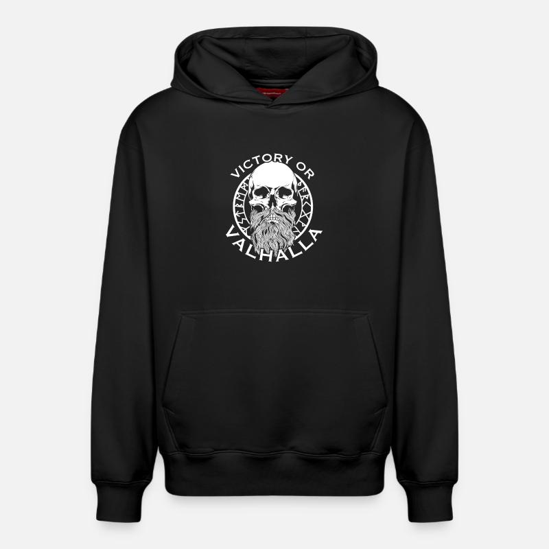 Victoria oder Walhalla - Relaxed Unisex Organic Hoodie – von SPREAD - Schwarz