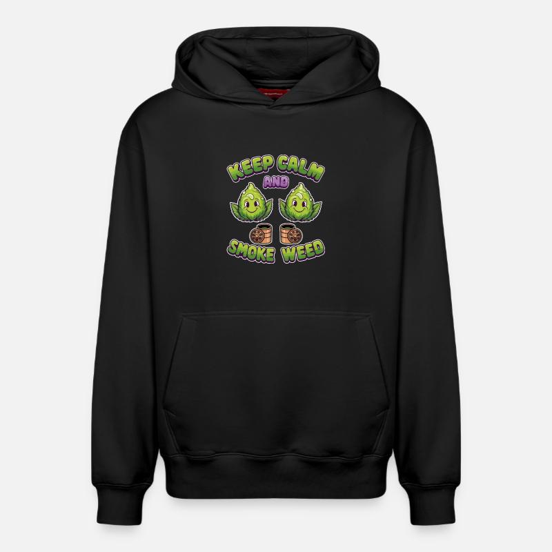 Drôles de fleurs d’herbe - Sweat à capuche unisexe décontracté en coton biologique – de SPREAD - noir