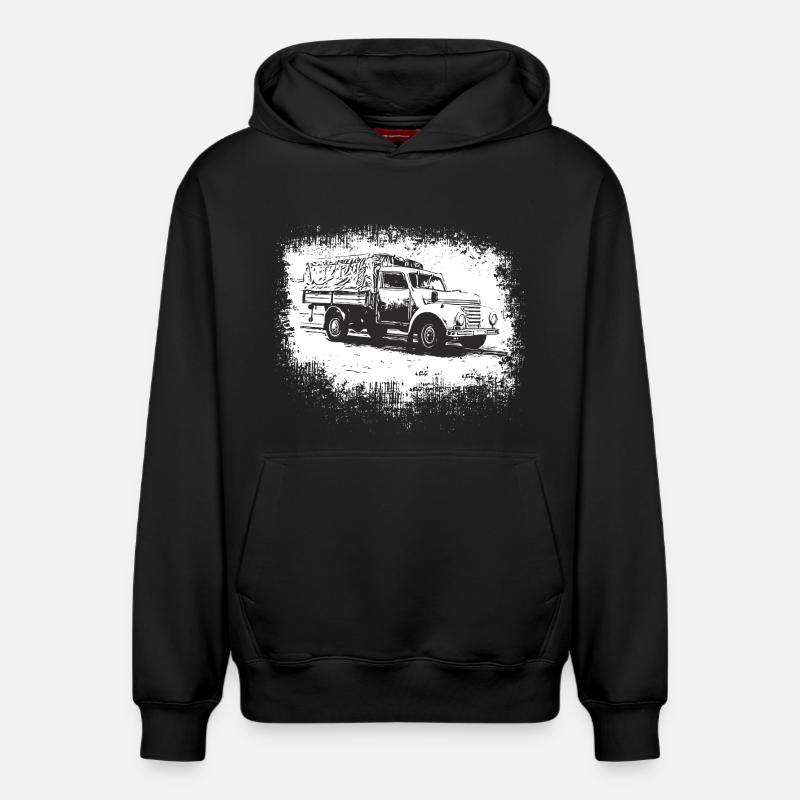 Framo Barkas V 901/2 - Sweat à capuche unisexe décontracté en coton biologique – de SPREAD - noir
