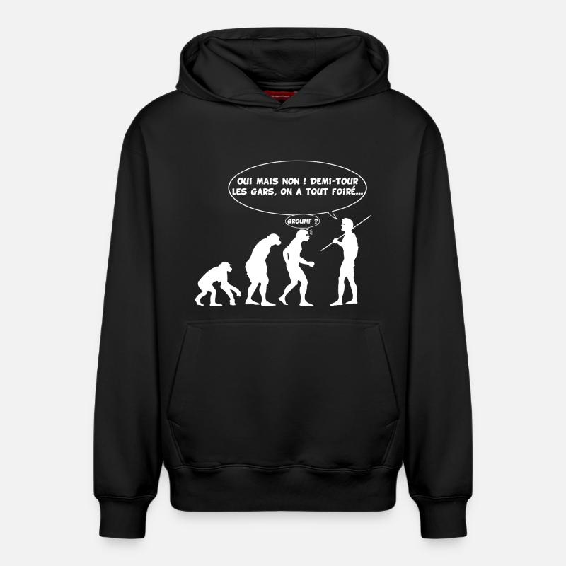 Evolution error (white) - Relaxed Unisex Organic Hoodie – by SPREAD - black
