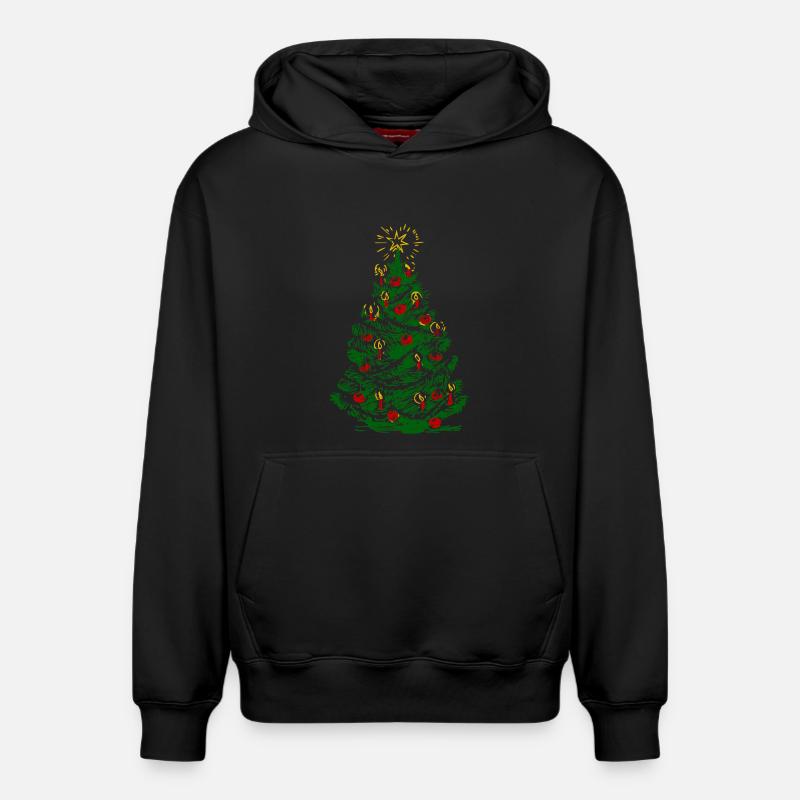 Arbre de Noël - Sweat à capuche unisexe décontracté en coton biologique – de SPREAD - noir