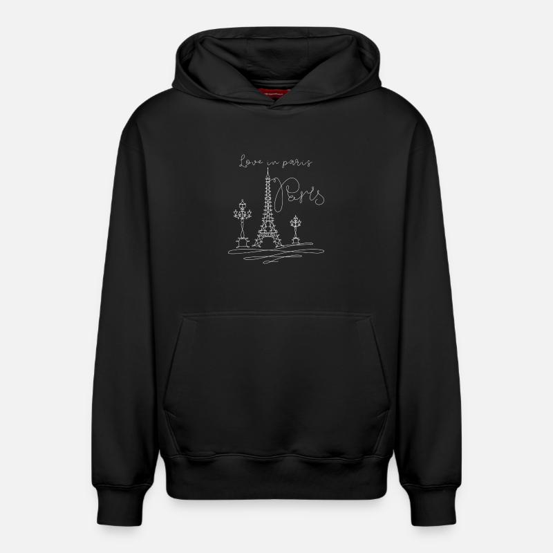Love in Paris - Sweat à capuche unisexe décontracté en coton biologique – de SPREAD - noir
