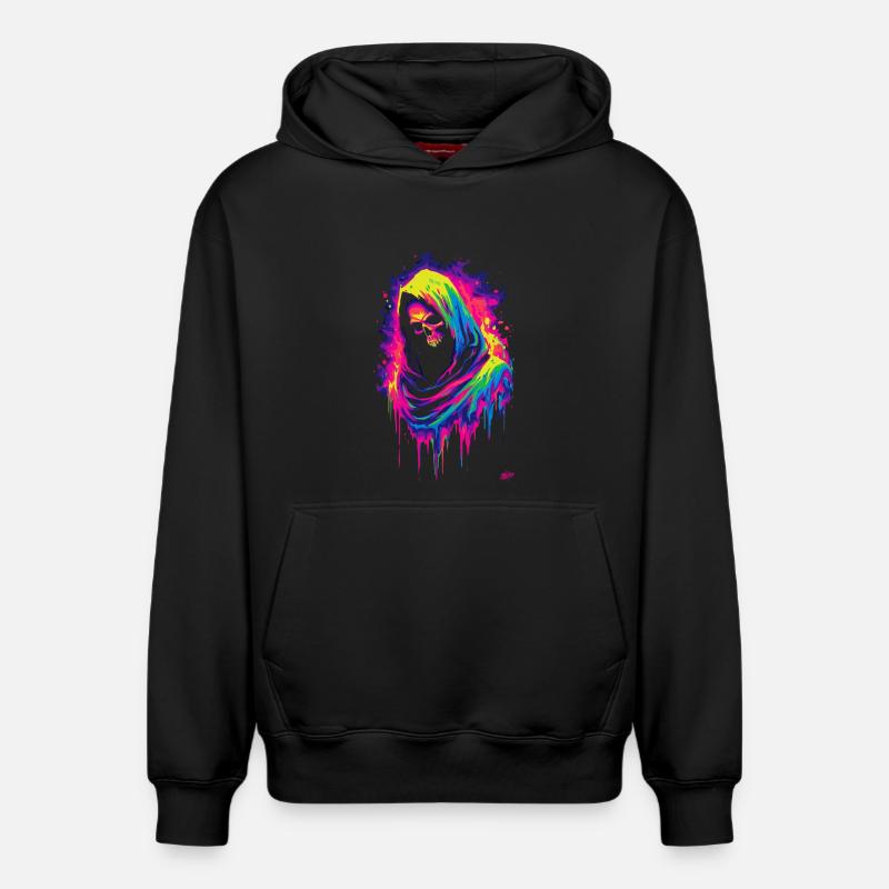 Neon Grim Reaper - Relaxed Unisex Organic Hoodie – von SPREAD - Schwarz