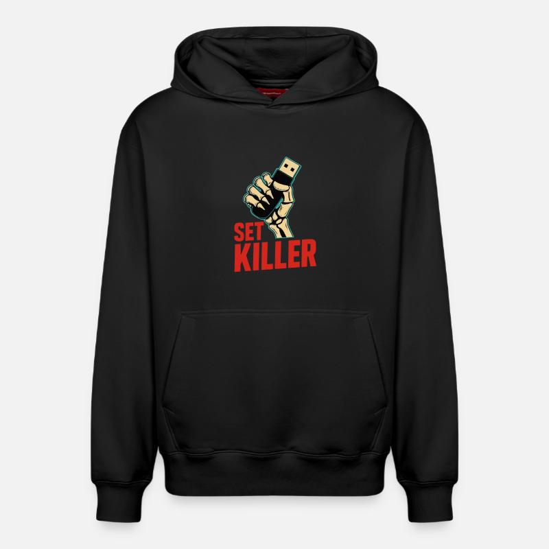 Set Killer – DJ Power - Sweat à capuche unisexe décontracté en coton biologique – de SPREAD - noir