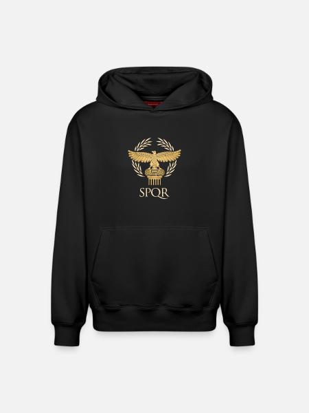 SPQR - Empire flag and republic Ancient Rome - Relaxed Unisex Organic Hoodie – by SPREAD - black