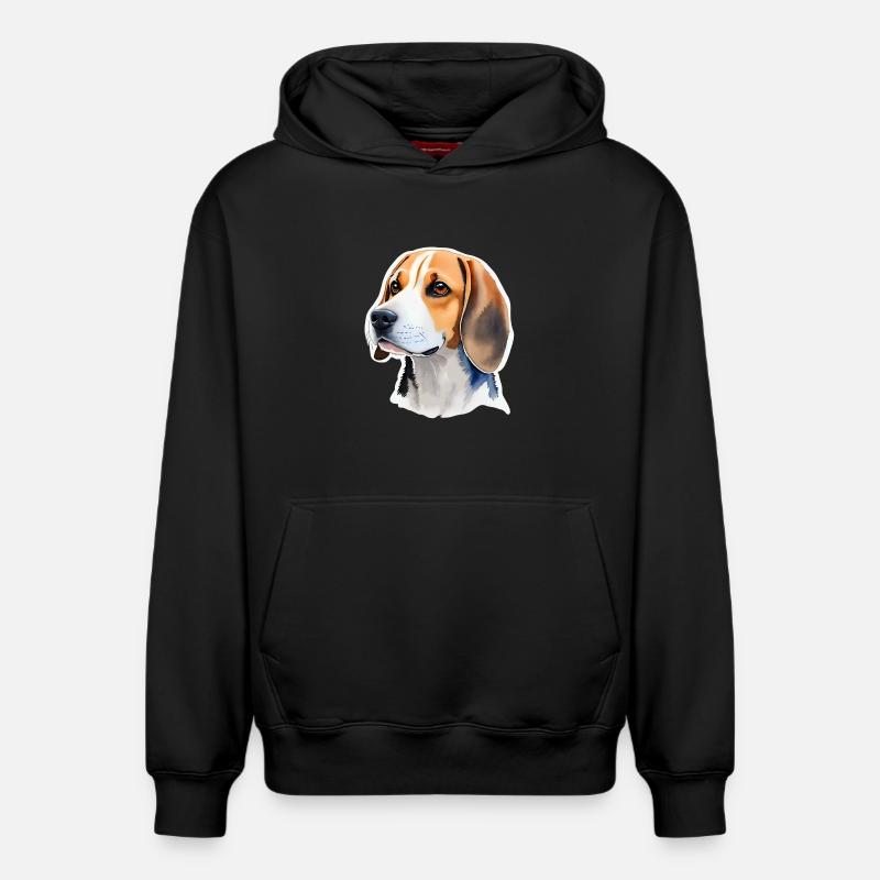 Beagle - Sweat à capuche unisexe décontracté en coton biologique – de SPREAD - noir