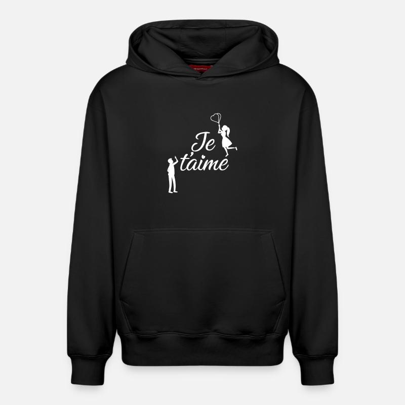 Je t'aime - Sweat à capuche unisexe décontracté en coton biologique – de SPREAD - noir