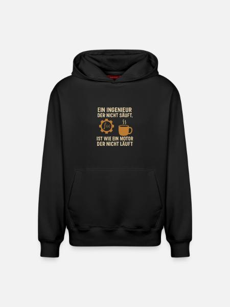 Engineer Humor Coffee Engine - Relaxed Unisex Organic Hoodie – by SPREAD - black