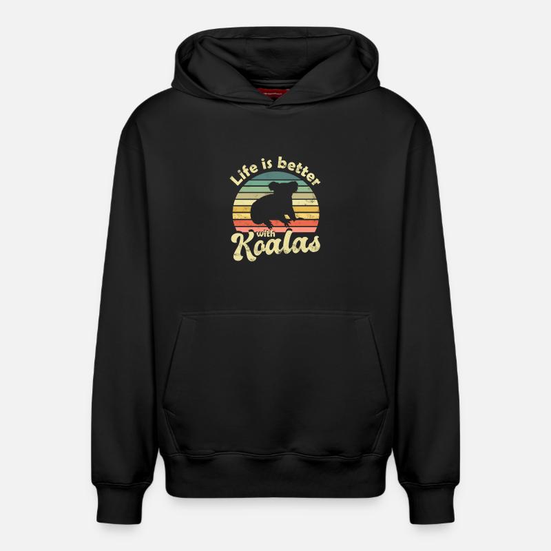Koala Koala Ours - Sweat à capuche unisexe décontracté en coton biologique – de SPREAD - noir