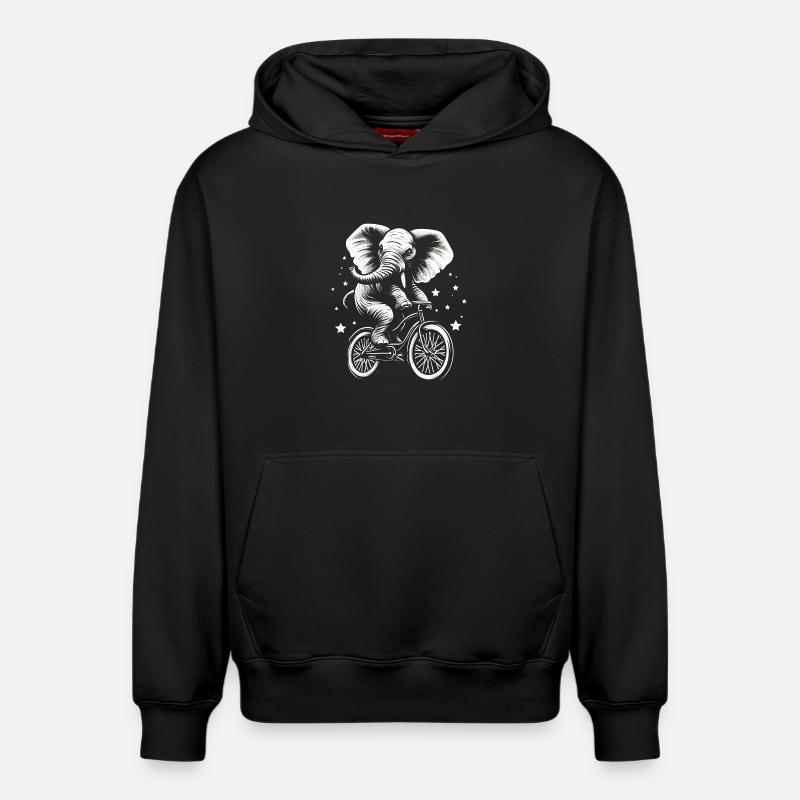 Éléphant sur un vélo - Sweat à capuche unisexe décontracté en coton biologique – de SPREAD - noir