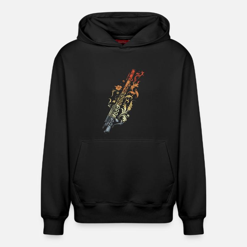 Flûte Graphique Style Rétro - Sweat à capuche unisexe décontracté en coton biologique – de SPREAD - noir