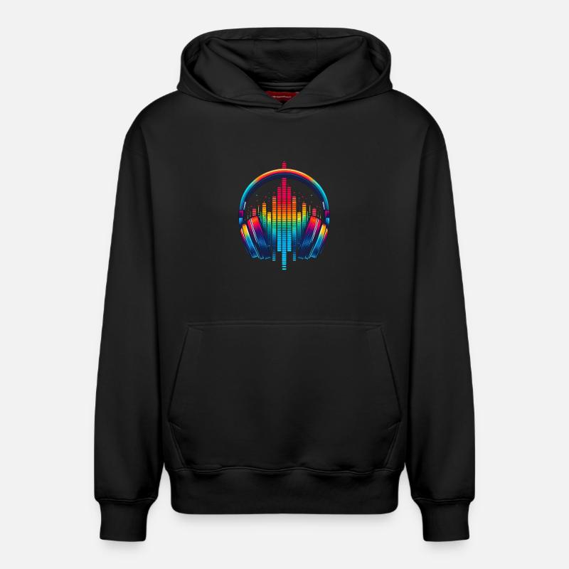 Lebendiger Klang Kopfhörer Regenbogen - Relaxed Unisex Organic Hoodie – von SPREAD - Schwarz