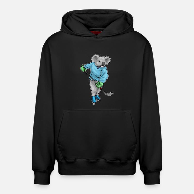 Koala Eishockey Eishockeyschläger - Relaxed Unisex Organic Hoodie – von SPREAD - Schwarz