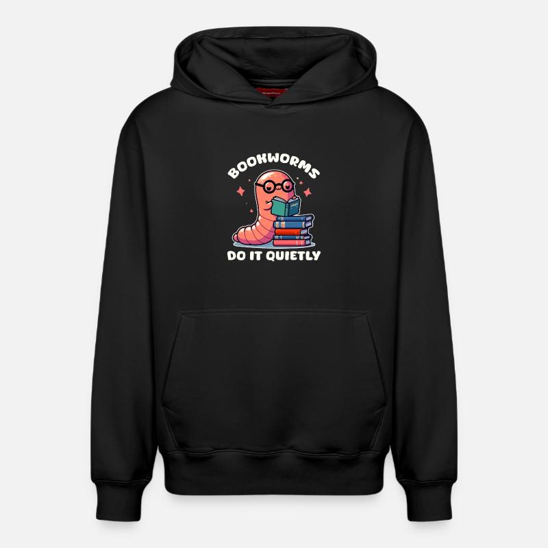 Librivore Lisant Doux - Sweat à capuche unisexe décontracté en coton biologique – de SPREAD - noir