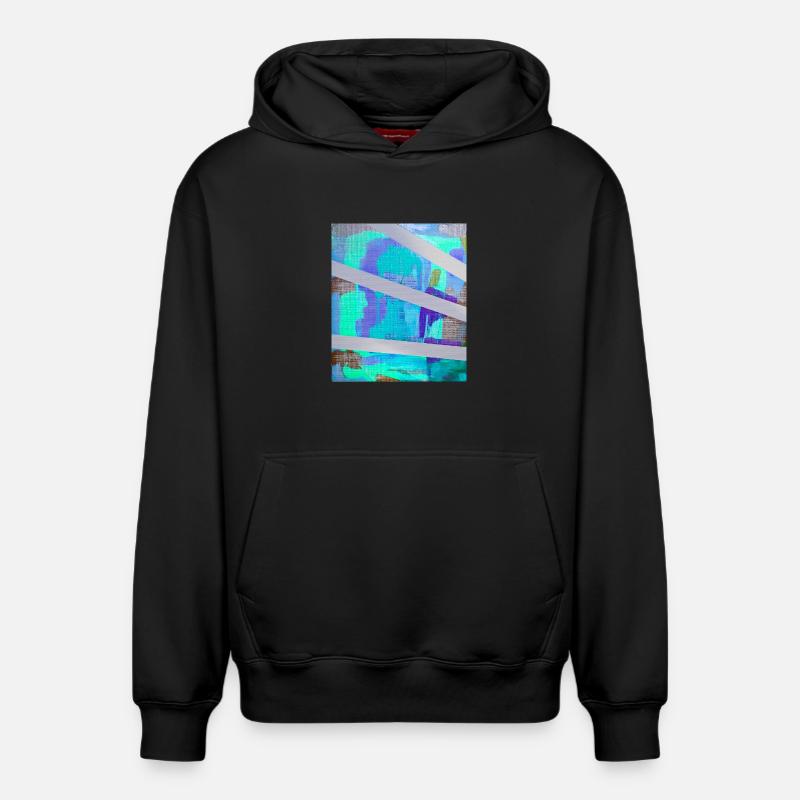 Neon Abstract Stripe Collage - Relaxed Unisex Organic Hoodie – by SPREAD - black