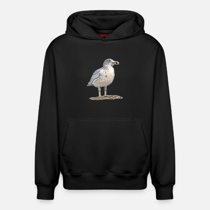 Möwe - Relaxed Unisex Organic Hoodie – von SPREAD - Schwarz
