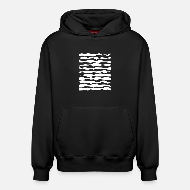 Rayures monochromes en zigzag - Sweat à capuche unisexe décontracté en coton biologique – de SPREAD - noir