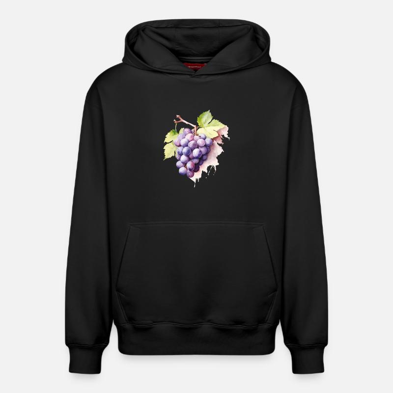 Grappe d’aquarelle de raisins - Sweat à capuche unisexe décontracté en coton biologique – de SPREAD - noir