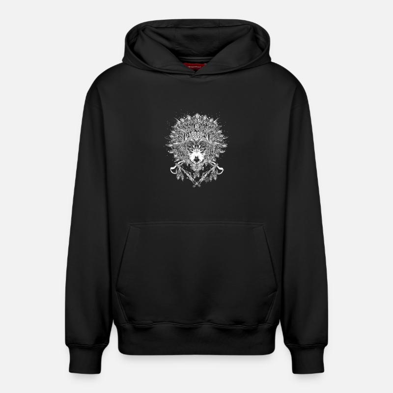 Chef loup avec couvre-chef - Sweat à capuche unisexe décontracté en coton biologique – de SPREAD - noir