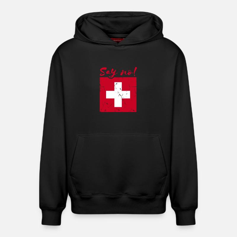 Dites non Suisse - Sweat à capuche unisexe décontracté en coton biologique – de SPREAD - noir