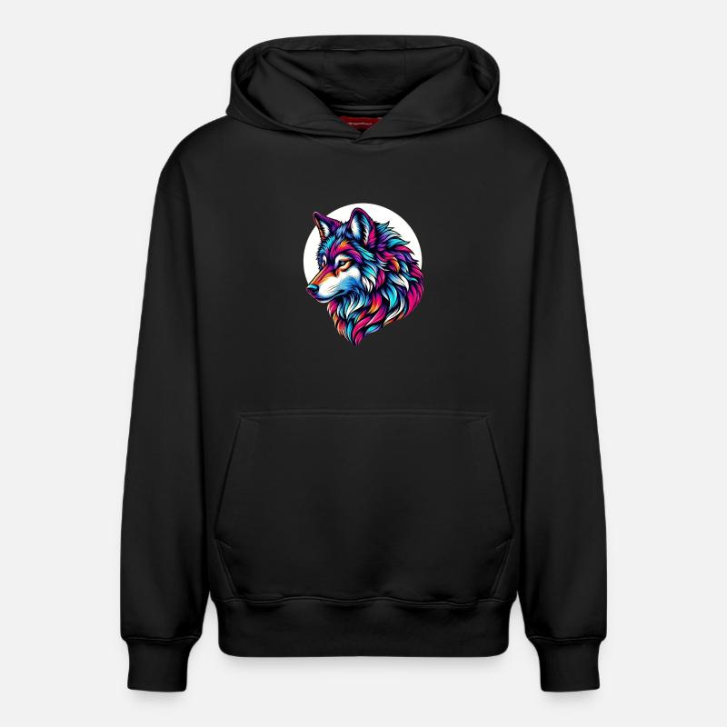 Loup - Sweat à capuche unisexe décontracté en coton biologique – de SPREAD - noir