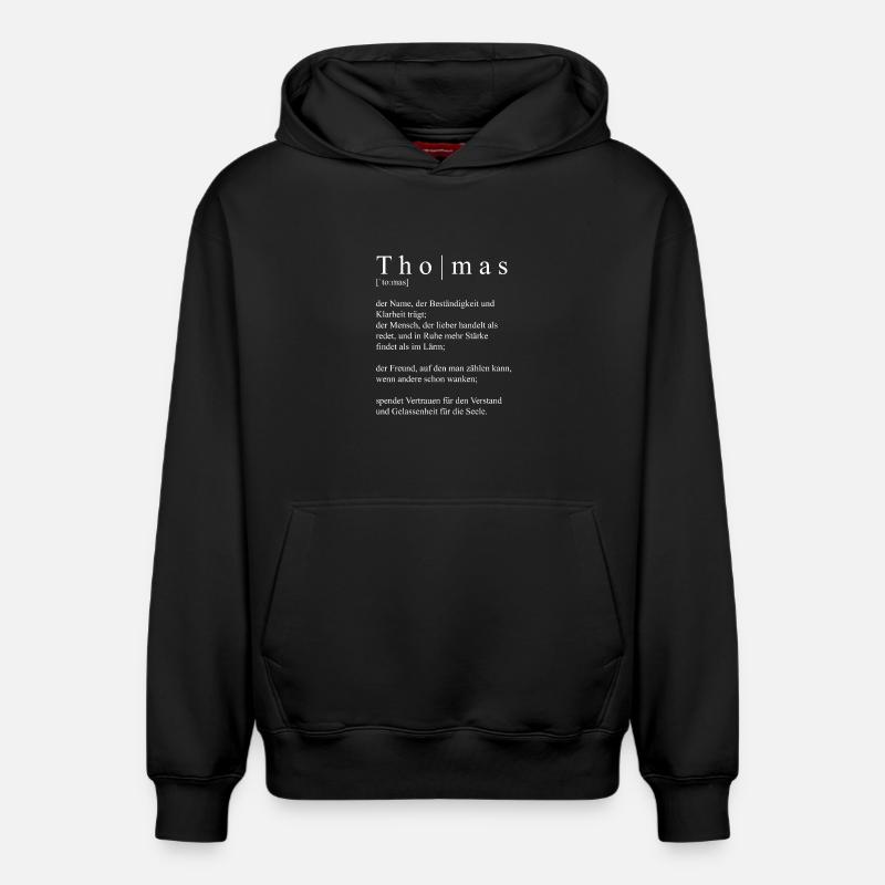 Thomas Définition Typographie - Sweat à capuche unisexe décontracté en coton biologique – de SPREAD - noir