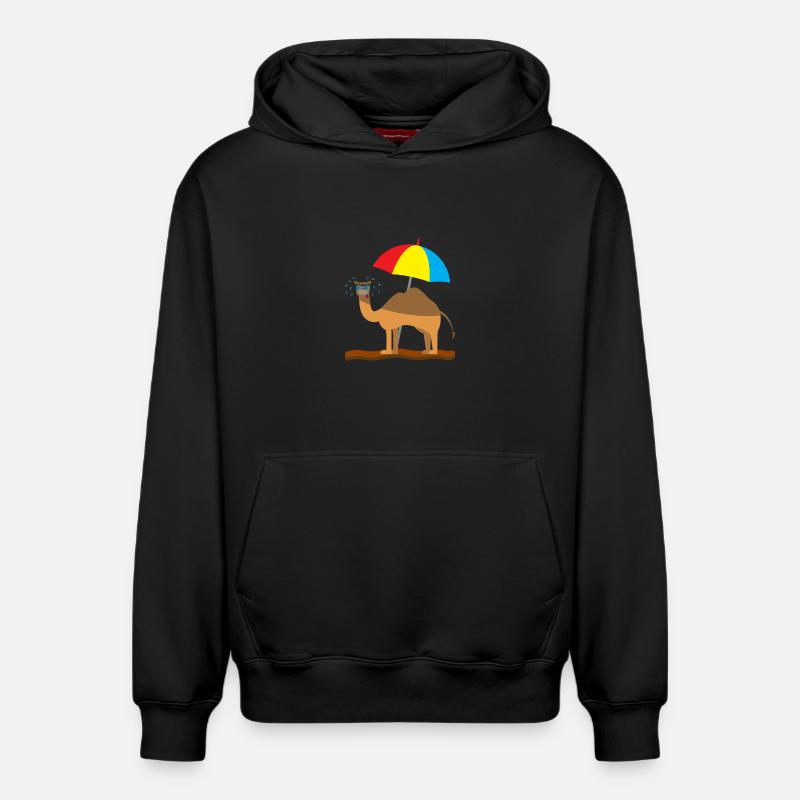 Kindershirt Kamel Kindermotiv schwitzendes Kamel - Relaxed Unisex Organic Hoodie – von SPREAD - Schwarz