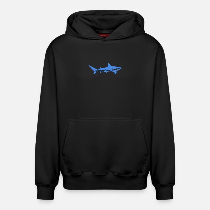 Requin bleu - Sweat à capuche unisexe décontracté en coton biologique – de SPREAD - noir