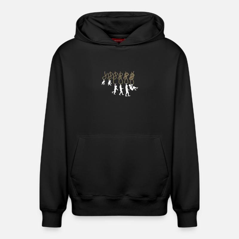 Evolution Klettern Kletterknoten Achter Knoten - Relaxed Unisex Organic Hoodie – von SPREAD - Schwarz