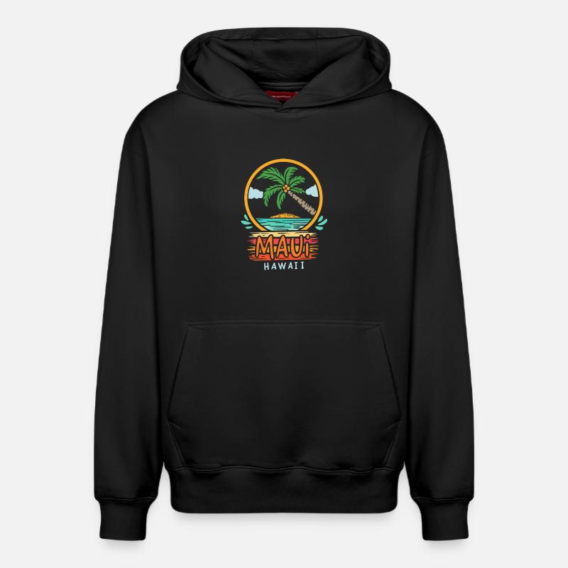 Maui Hawaï Rétro - Sweat à capuche unisexe décontracté en coton biologique – de SPREAD - noir