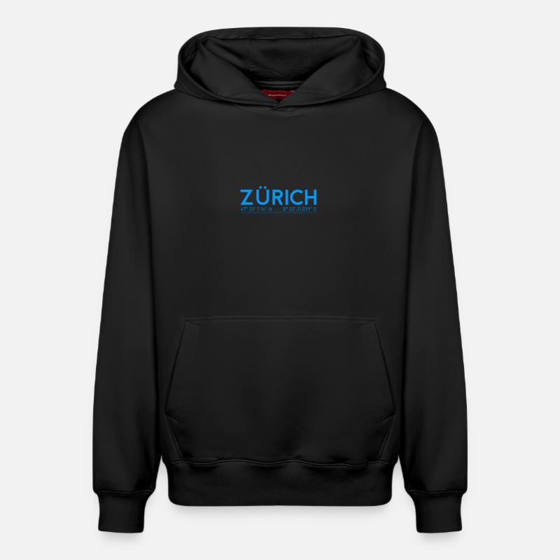 Coordonnées de Zurich - Sweat à capuche unisexe décontracté en coton biologique – de SPREAD - noir