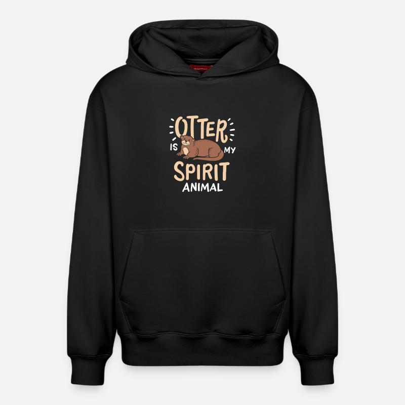 Loutre - Sweat à capuche unisexe décontracté en coton biologique – de SPREAD - noir