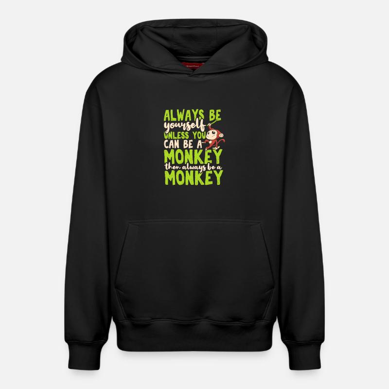 Singe - Sweat à capuche unisexe décontracté en coton biologique – de SPREAD - noir