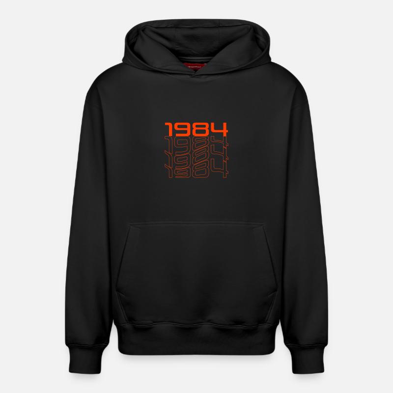Millésime 1984 - Sweat à capuche unisexe décontracté en coton biologique – de SPREAD - noir