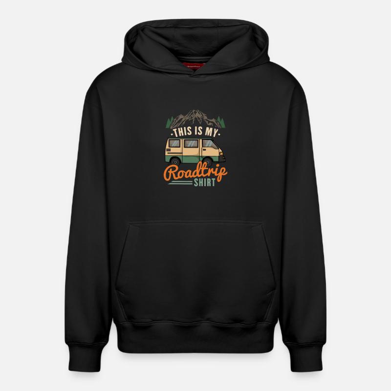 Camping-car Camping Road Trip - Sweat à capuche unisexe décontracté en coton biologique – de SPREAD - noir