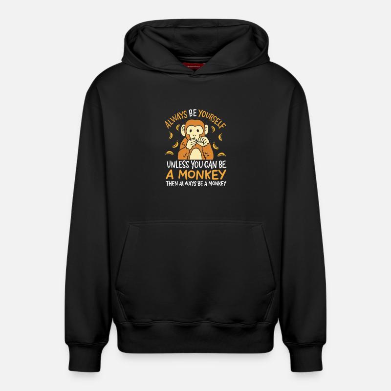 singe - Sweat à capuche unisexe décontracté en coton biologique – de SPREAD - noir