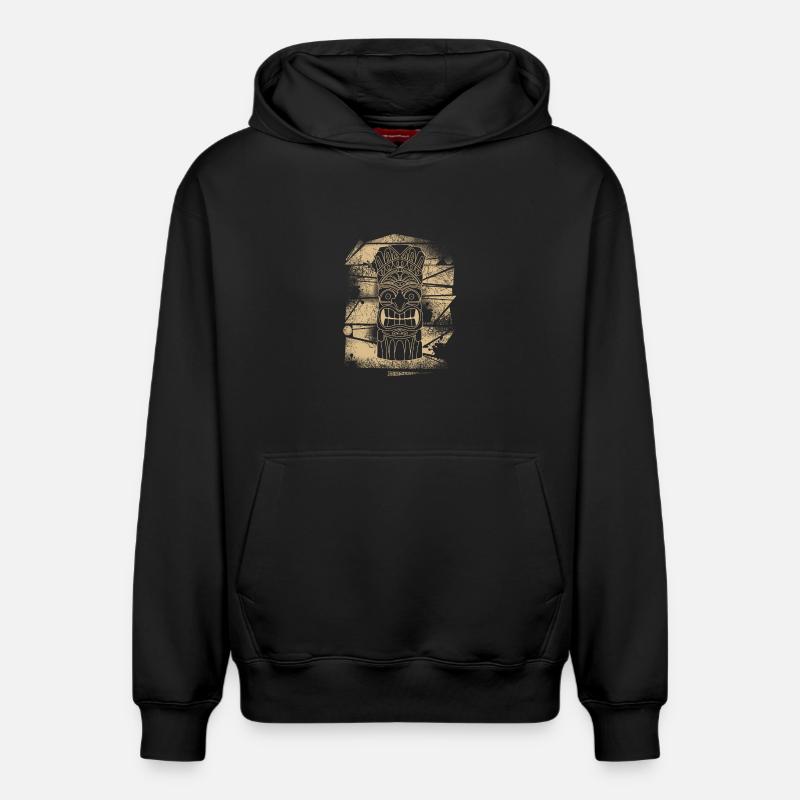 Masque Tiki - Sweat à capuche unisexe décontracté en coton biologique – de SPREAD - noir