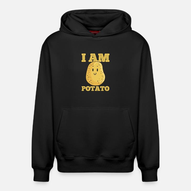 Pomme de terre Kawaii - Sweat à capuche unisexe décontracté en coton biologique – de SPREAD - noir