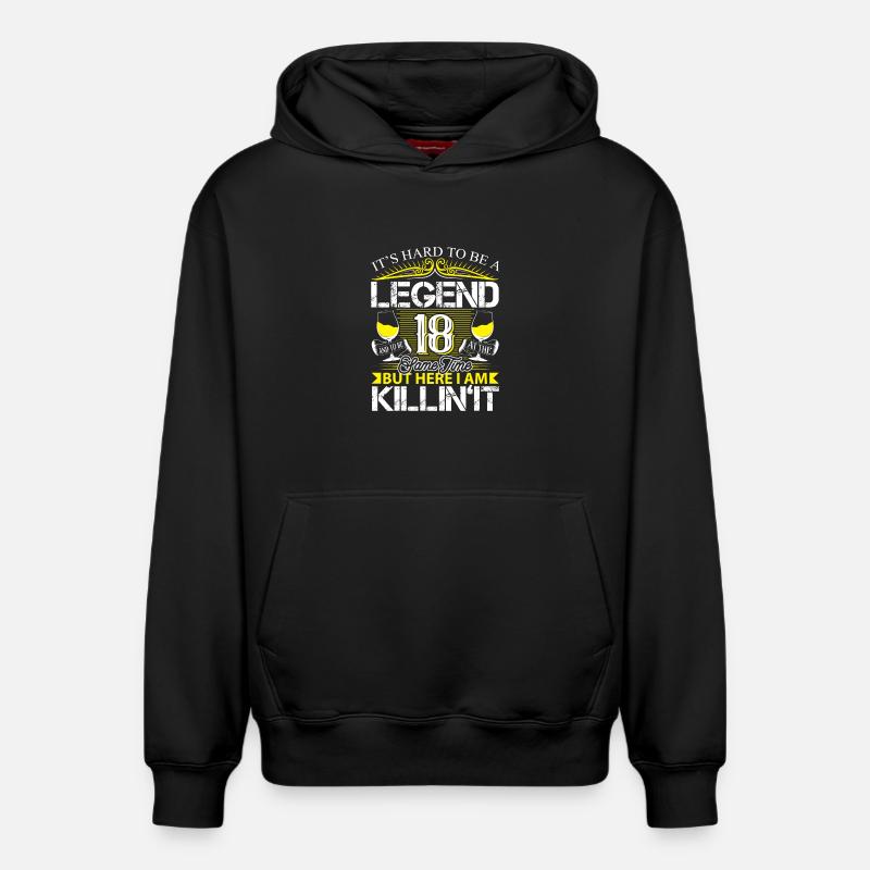 18e anniversaire Légende - Sweat à capuche unisexe décontracté en coton biologique – de SPREAD - noir
