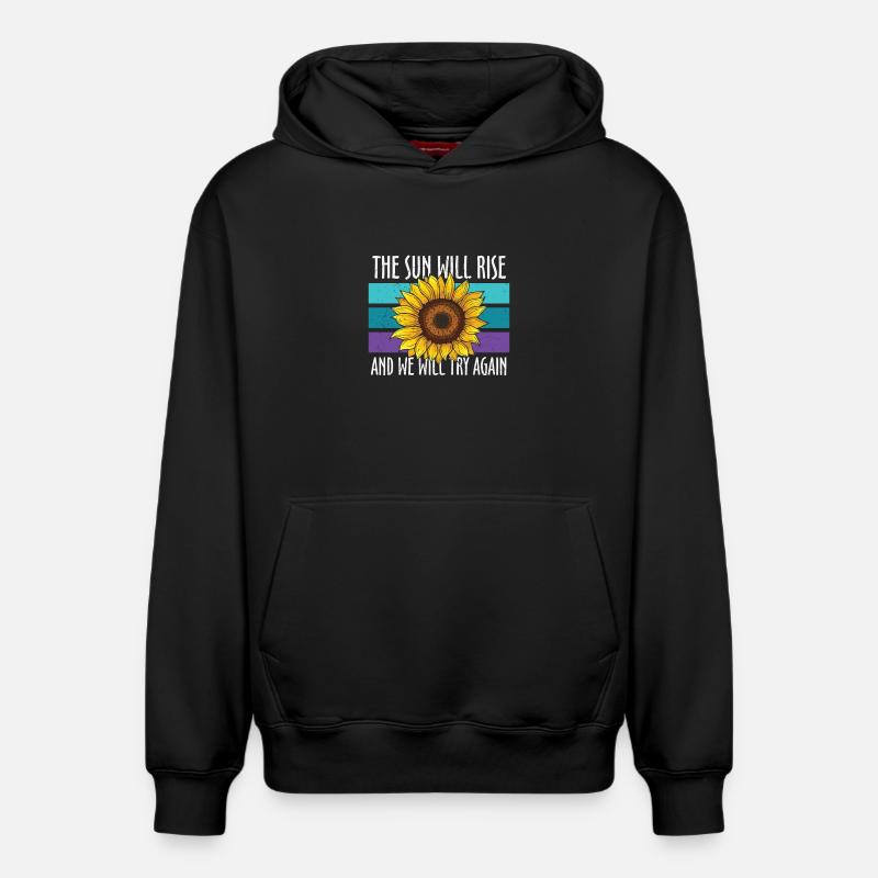 Prévention du suicide tournesol - Sweat à capuche unisexe décontracté en coton biologique – de SPREAD - noir