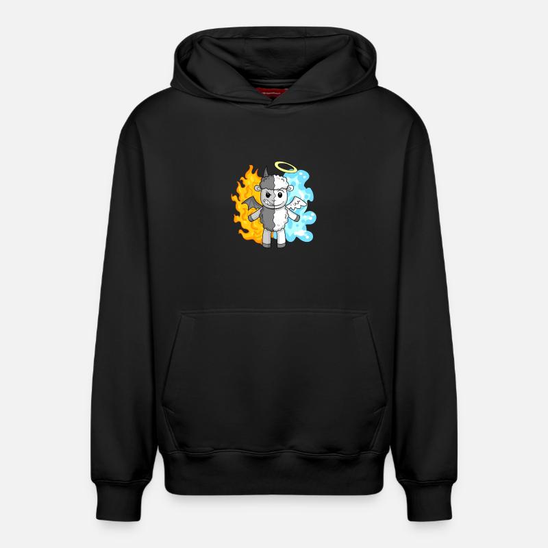 Sheep - Angels and Devils - Relaxed Unisex Organic Hoodie – by SPREAD - black