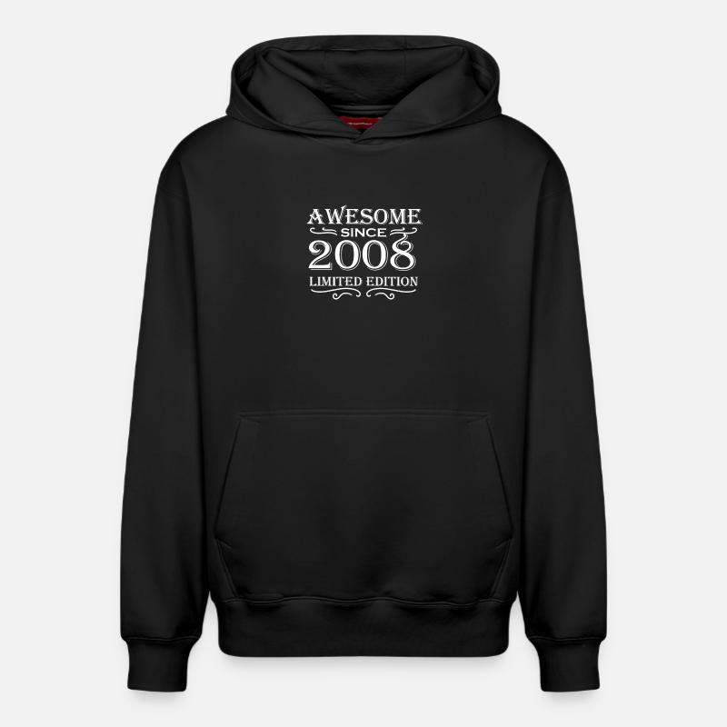 2008 - Né en 2008 - Sweat à capuche unisexe décontracté en coton biologique – de SPREAD - noir