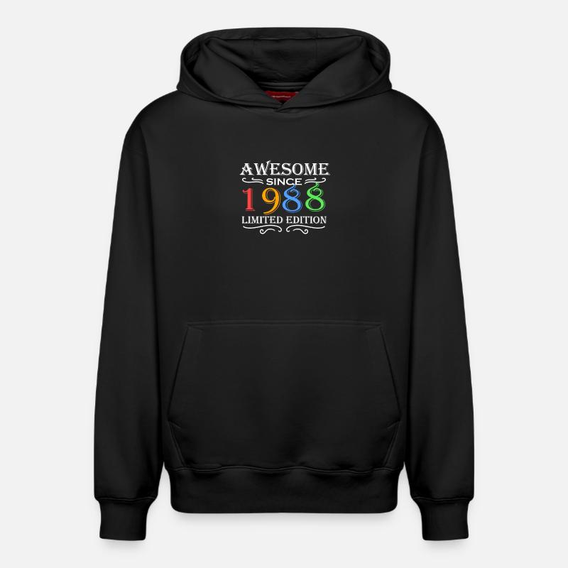 1988 - Né en 1988 - Sweat à capuche unisexe décontracté en coton biologique – de SPREAD - noir