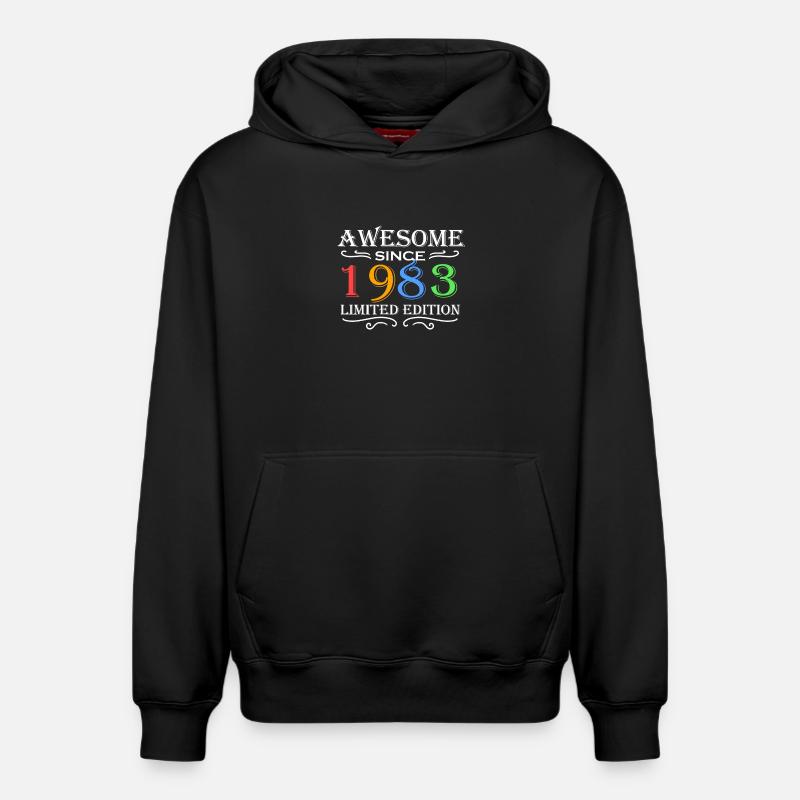 1983 - Né en 1983 - Sweat à capuche unisexe décontracté en coton biologique – de SPREAD - noir