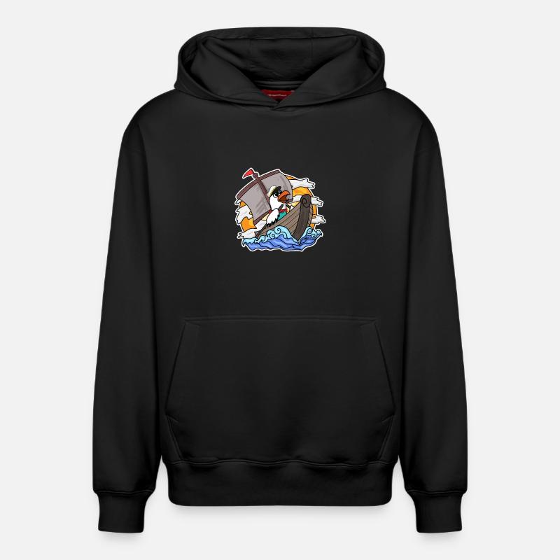 Möwe im Boot - Relaxed Unisex Organic Hoodie – von SPREAD - Schwarz