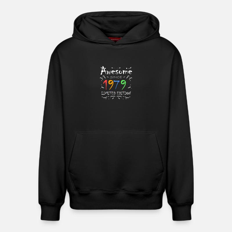 1979 - Né en 1979 - Sweat à capuche unisexe décontracté en coton biologique – de SPREAD - noir