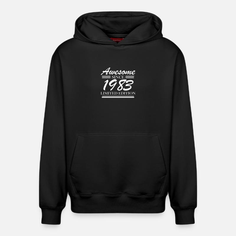 1983 - Né en 1983 - Sweat à capuche unisexe décontracté en coton biologique – de SPREAD - noir