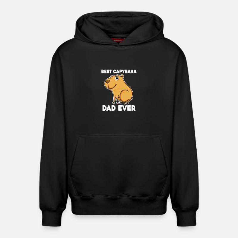 Capybara Père Capybara - Sweat à capuche unisexe décontracté en coton biologique – de SPREAD - noir